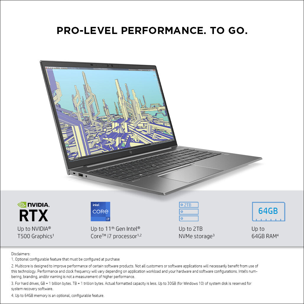 HP ZBook Firefly G8 Laptop - 39.6 cm (15.6&quot;) - Intel® Core™ i7-1165G7 - 16 GB DDR4-SDRAM - 512 GB SSD - NVIDIA Quadro T500 - Wi-Fi 6 - Windows 10 Pro - Grey