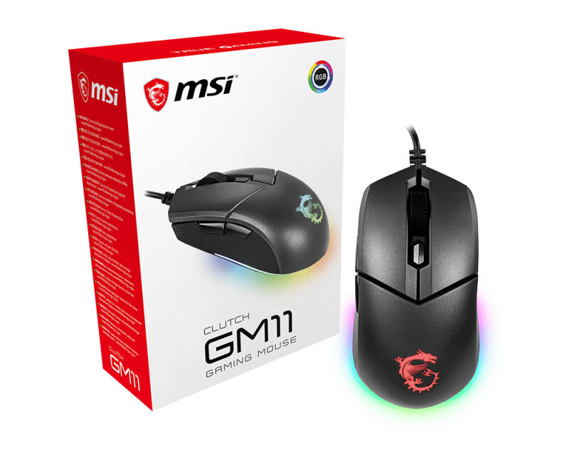 MSI CLUTCH GM11 - USB Type-A Optical Gaming Mouse in Black - 5,000 DPI