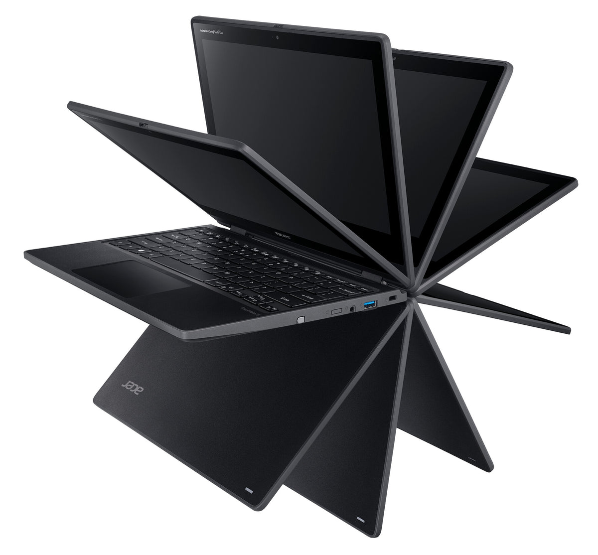 Acer TravelMate Spin B3 Hybrid (2-in-1) - 29.5 cm (11.6") - Touchscreen - Intel® Celeron® N6000 - 8 GB DDR4-SDRAM - 256 GB SSD - Wi-Fi 6 - Windows 11 Pro - Black