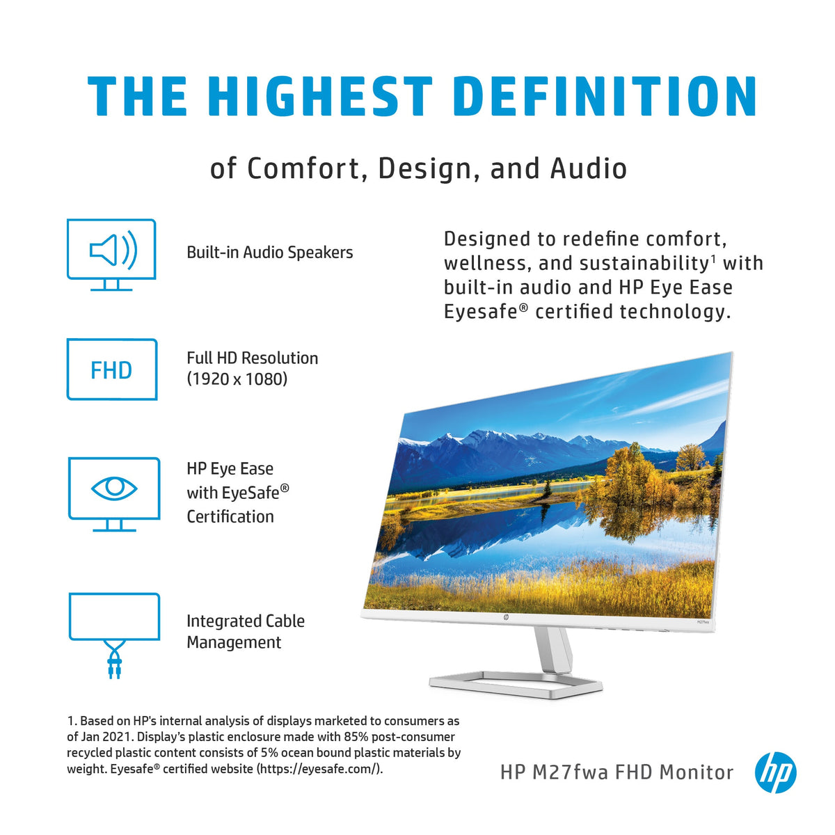 HP M27FWA - 68.6 cm (27") - 1920 x 1080 pixels - Full HD LCD Monitor