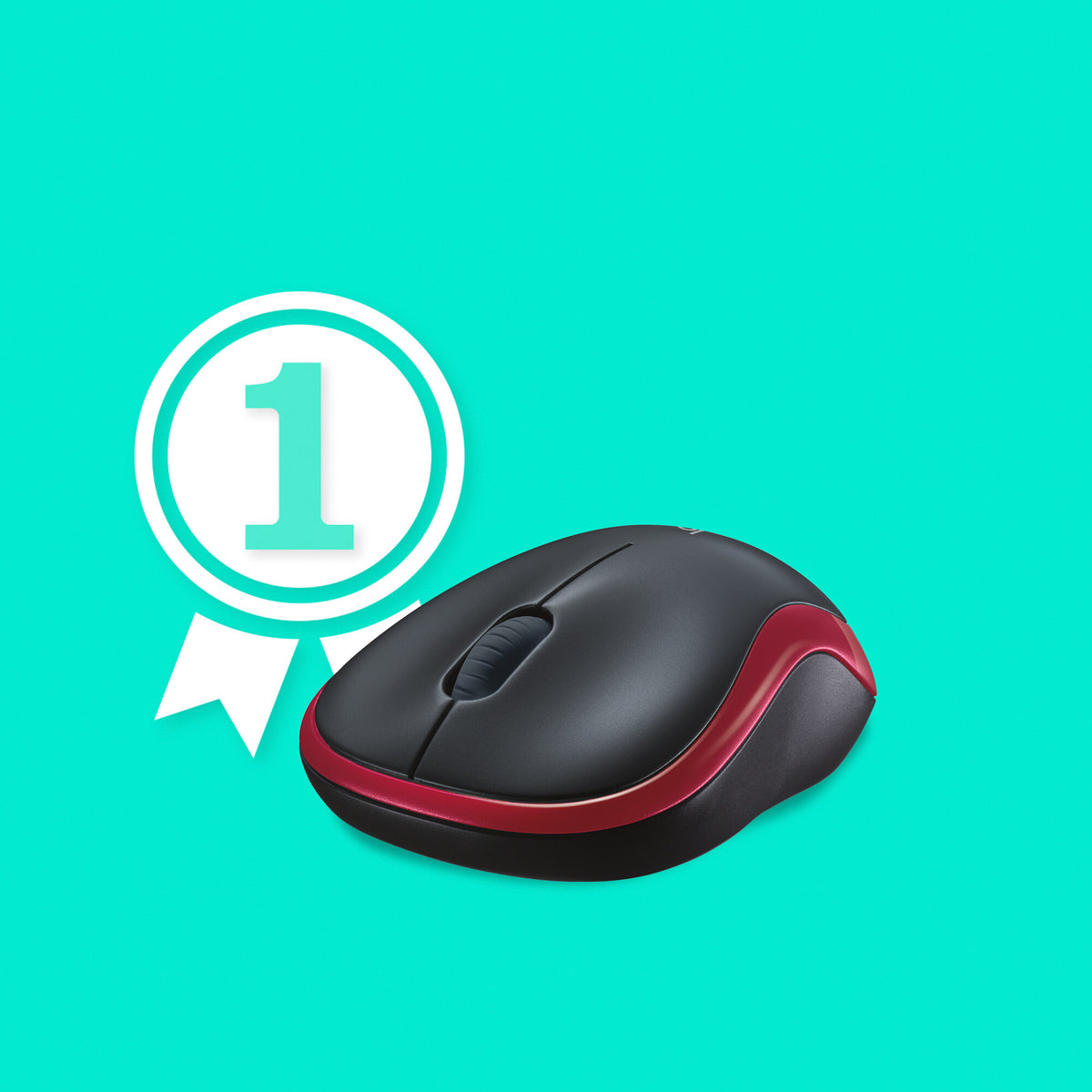 Logitech M185 - RF Wireless Optical Mouse in Black / Red - 1,000 DPI
