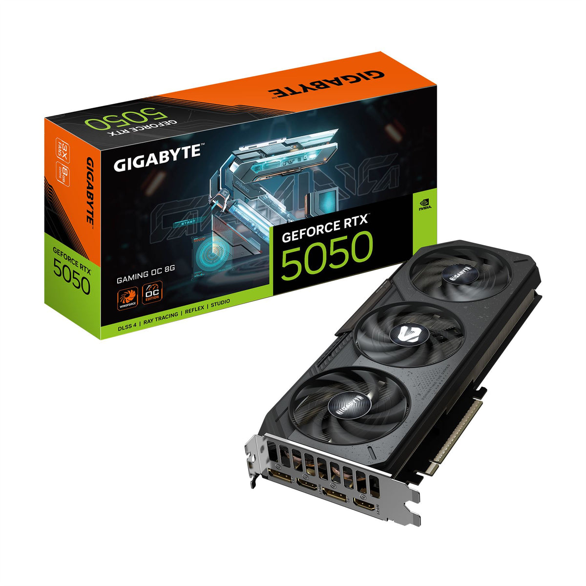 GIGABYTE GeForce RTX 5050 GAMING OC 8G Graphics Card - 8GB GDDR6/ 128bit/ PCI-E 5.0/ 2632MHz Core Clock/ 2 x DP/ 2 x HDMI/ NVIDIA DLSS 4/ GV-N5050GAMING OC-8GD