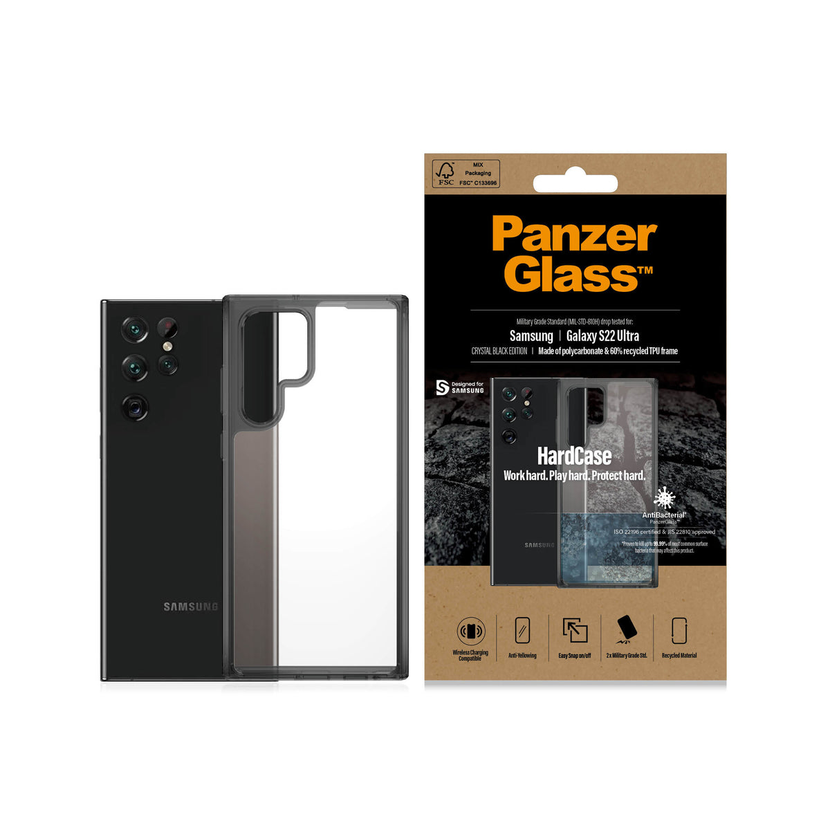 PanzerGlass ® HardCase for Galaxy S22 Ultra in Smokey Black