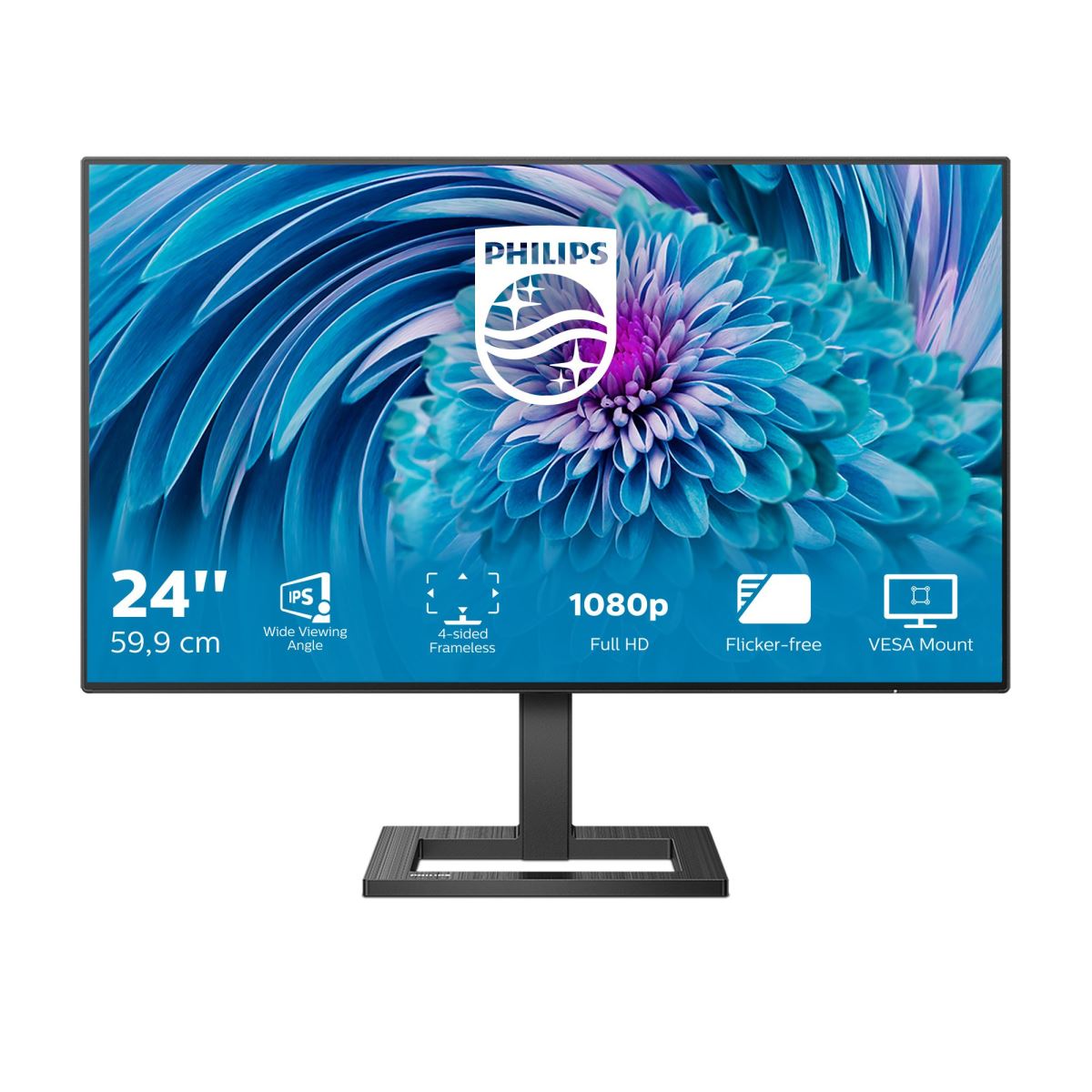 Philips E Line 241E2FD/00 LED display 60.5 cm (23.8") 1920 x 1080 pixels Full HD Black Monitor