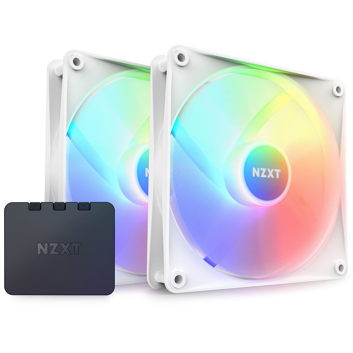 NZXT F140 RGB Core - Computer Case Fan in White - 140mm (Pack of 2 + Controller)