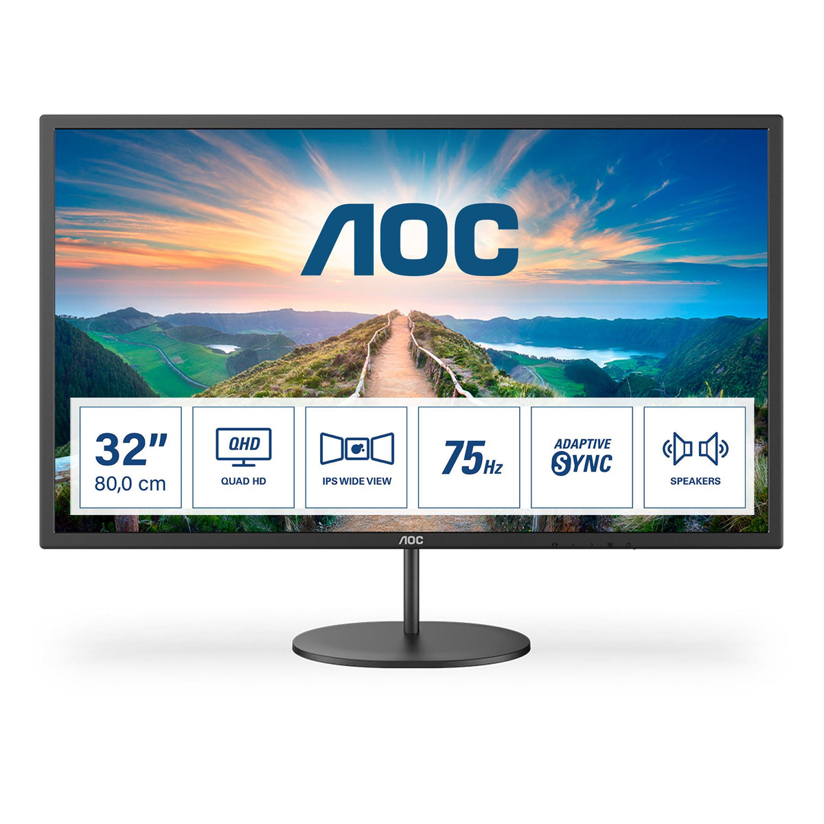 AOC V4 Q32V4 Computer Monitor 80 cm (31.5") 2560 x 1440 pixels 2K Ultra HD LED Black