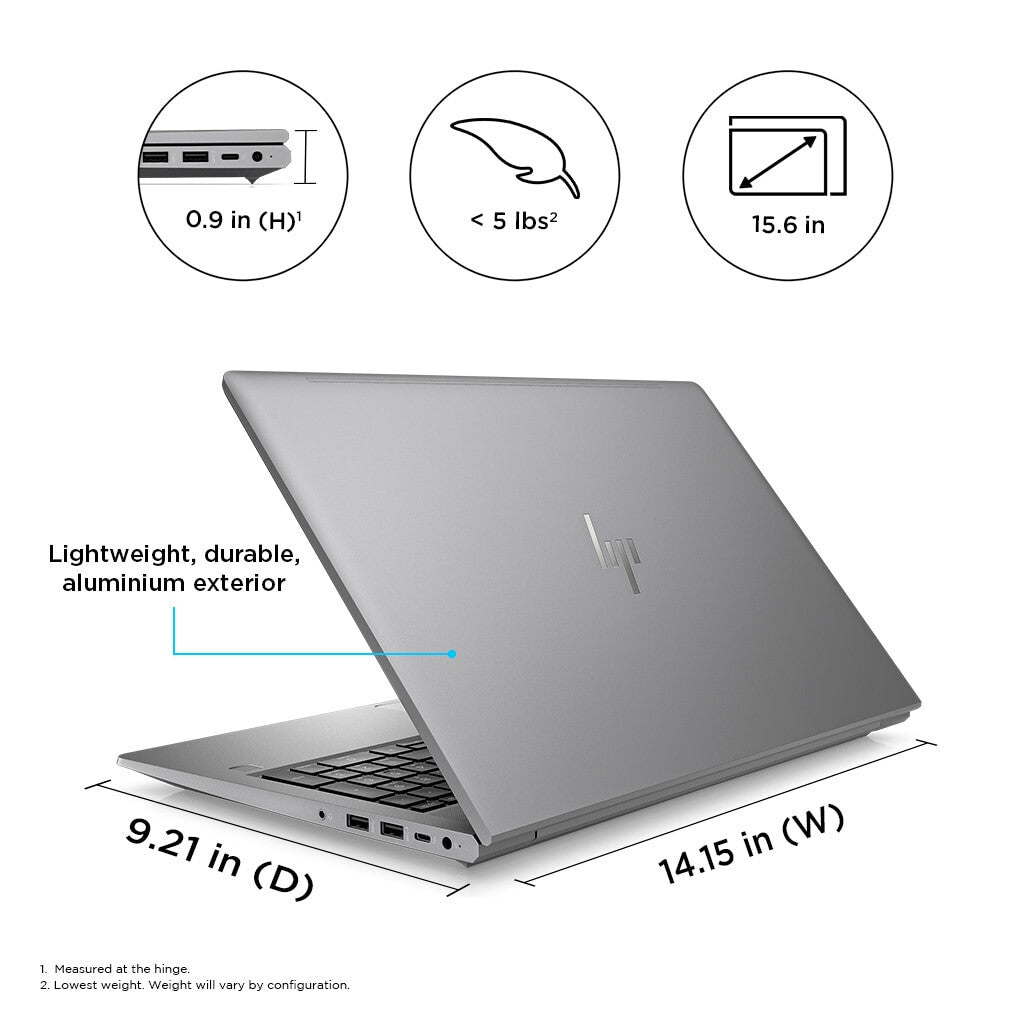 HP ZBook Power G10 Laptop - 39.6 cm (15.6") - AMD Ryzen™ 9 PRO 7940HS - 32 GB DDR5-SDRAM - 1 TB SSD - NVIDIA RTX 2000 Ada - Wi-Fi 6E - Windows 11 Pro - Silver