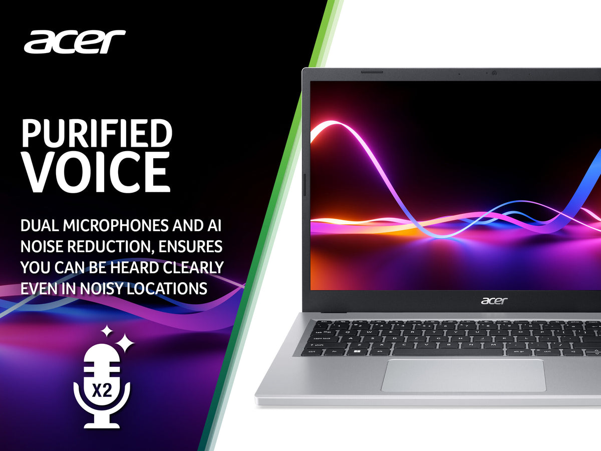 Acer Aspire 3 A315-510P Laptop  - 39.6 cm (15.6") - Intel Core i3-N305 - 8 GB DDR5-SDRAM - 512 GB SSD - Wi-Fi 5 - Windows 11 Home - Silver