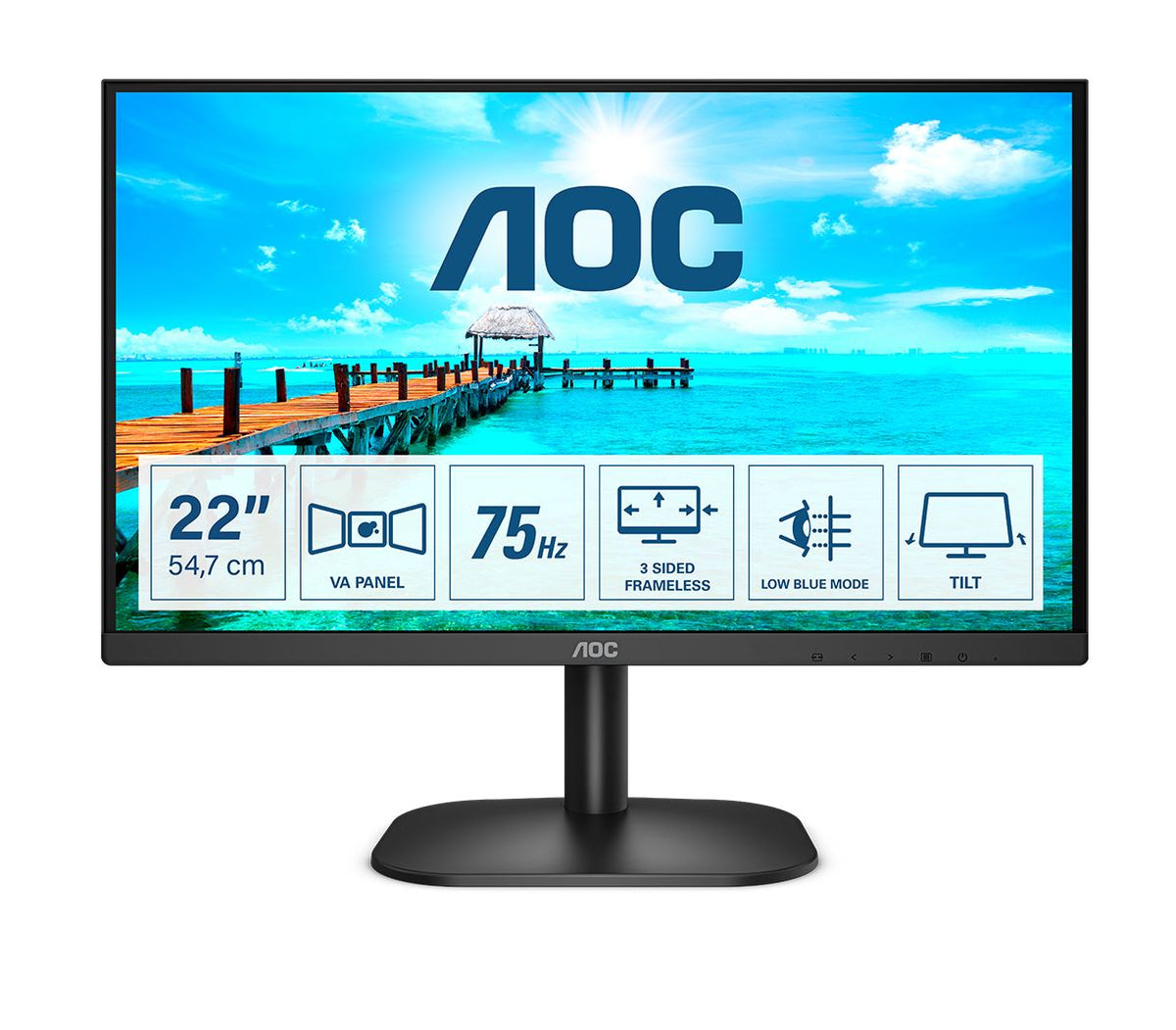 AOC B2 22B2H/EU LED display 54.6 cm (21.5") 1920 x 1080 pixels Full HD Black Monitor