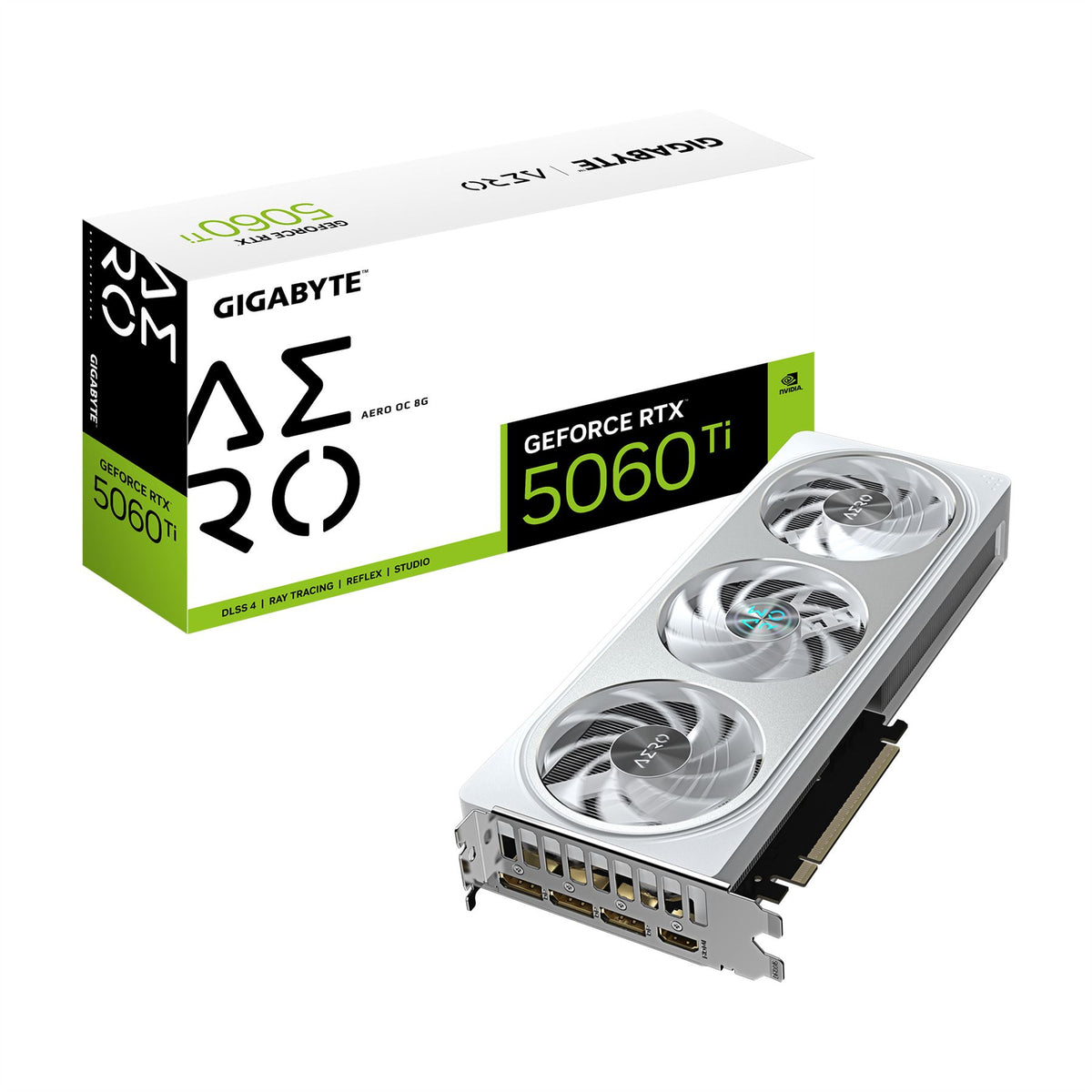 GIGABYTE GeForce RTX 5060 Ti AERO OC 8G Graphics Card - 8GB GDDR7, 128bit, PCI-E 5.0, 2647MHz Core Clock, 3 x DisplayPort, 1 x HDMI, GV-N506TAERO OC-8GD