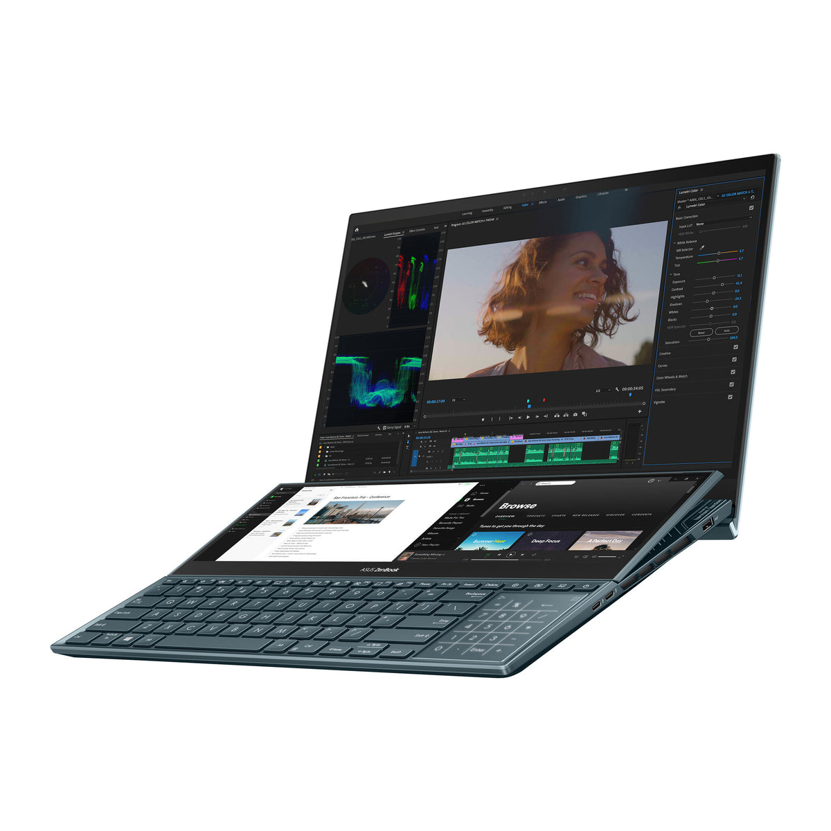 ASUS Zenbook Pro Duo 15 OLED Laptop - 39.6 cm (15.6") - Touchscreen - Intel® Core™ i9-11900H - 32 GB DDR4-SDRAM - 1 TB SSD - NVIDIA GeForce RTX 3060 - Wi-Fi 6 - Windows 11 Home - Blue