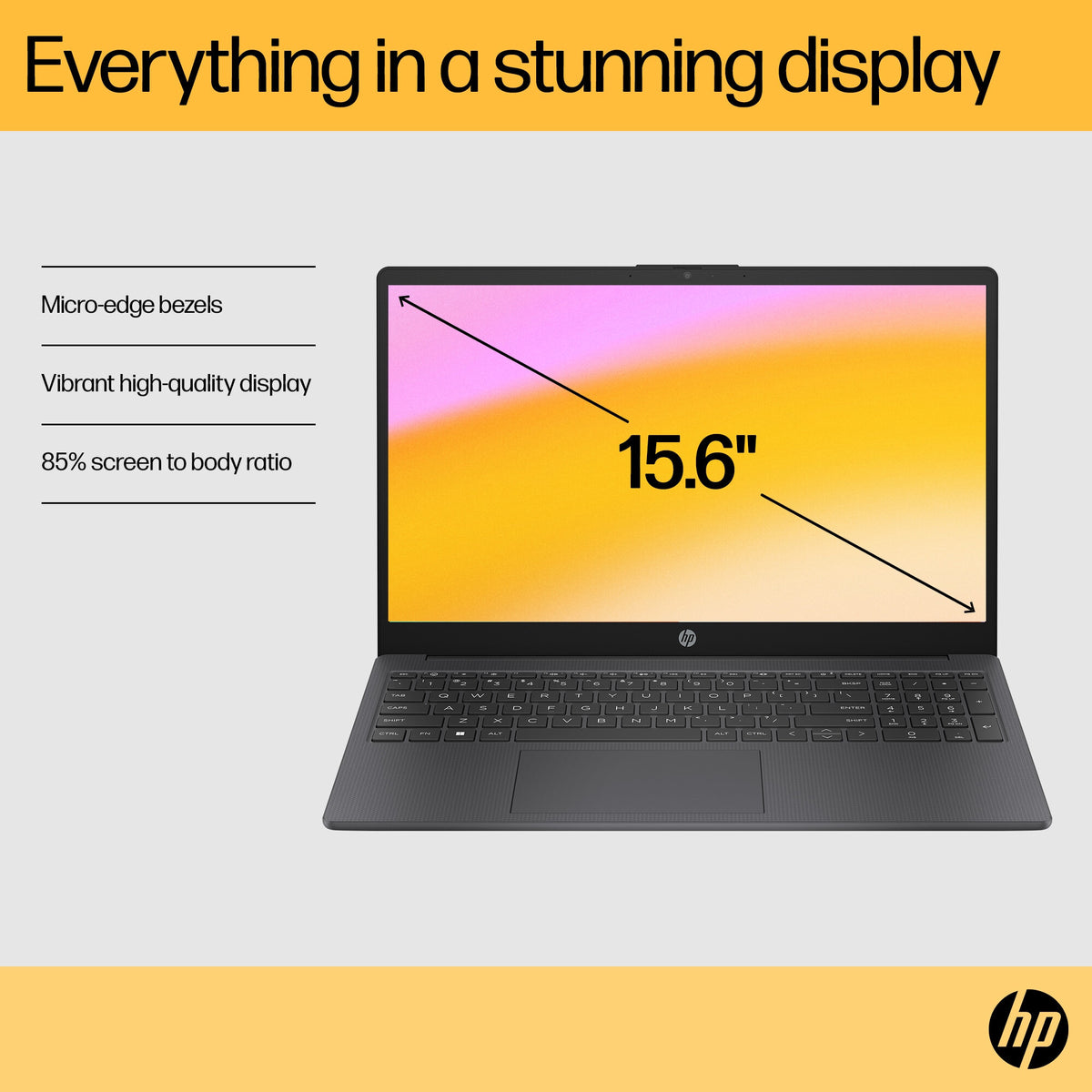 HP 15-FC0018NA Laptop - 39.6 cm (15.6") - AMD Ryzen™ 3 7320U - 4 GB LPDDR5-SDRAM - 128 GB SSD - Wi-Fi 6 - Windows 11 Home in S mode - Black