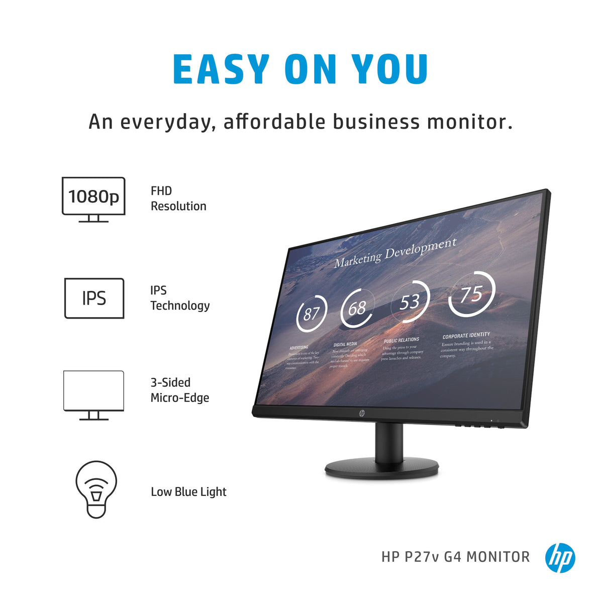 HP P27V G4 - 68.6 cm (27") - 1920 x 1080 pixels Full HD LCD Monitor