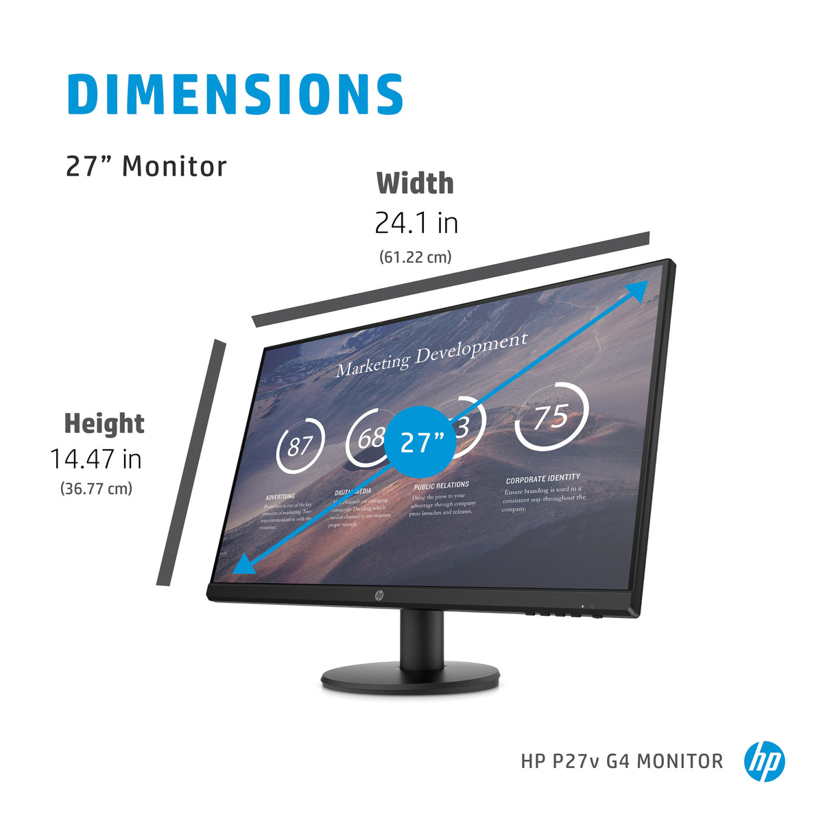HP P27V G4 - 68.6 cm (27") - 1920 x 1080 pixels Full HD LCD Monitor