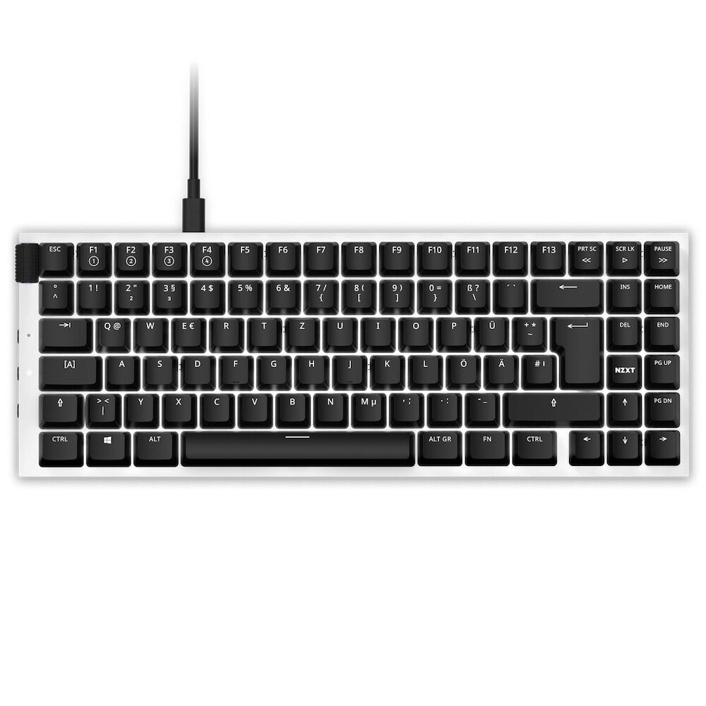 NZXT Function MiniTKL - USB Wired RGB Mechanical Keyboard in Black / White (QWERTZ German)