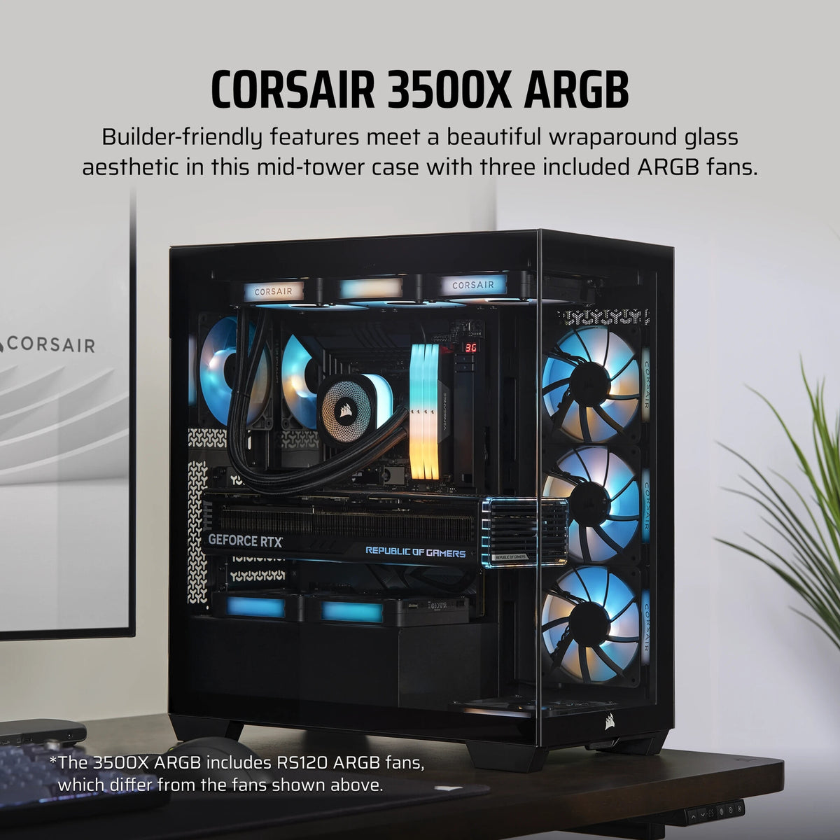 Corsair 3500X ARGB - EATX Mid Tower Case in Black