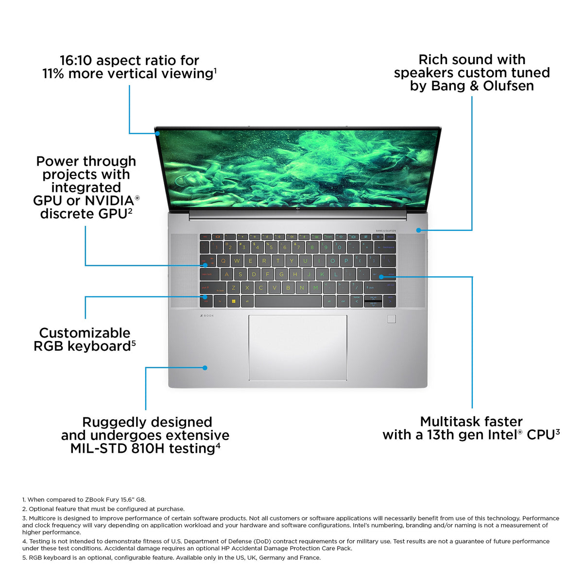 HP ZBook Studio 16 G10 Laptop - 40.6 cm (16&quot;) - Intel® Core™ i7-13700H - 32 GB DDR5-SDRAM - 1 TB SSD - NVIDIA RTX 2000 Ada - Wi-Fi 6E - Windows 11 Pro - Silver