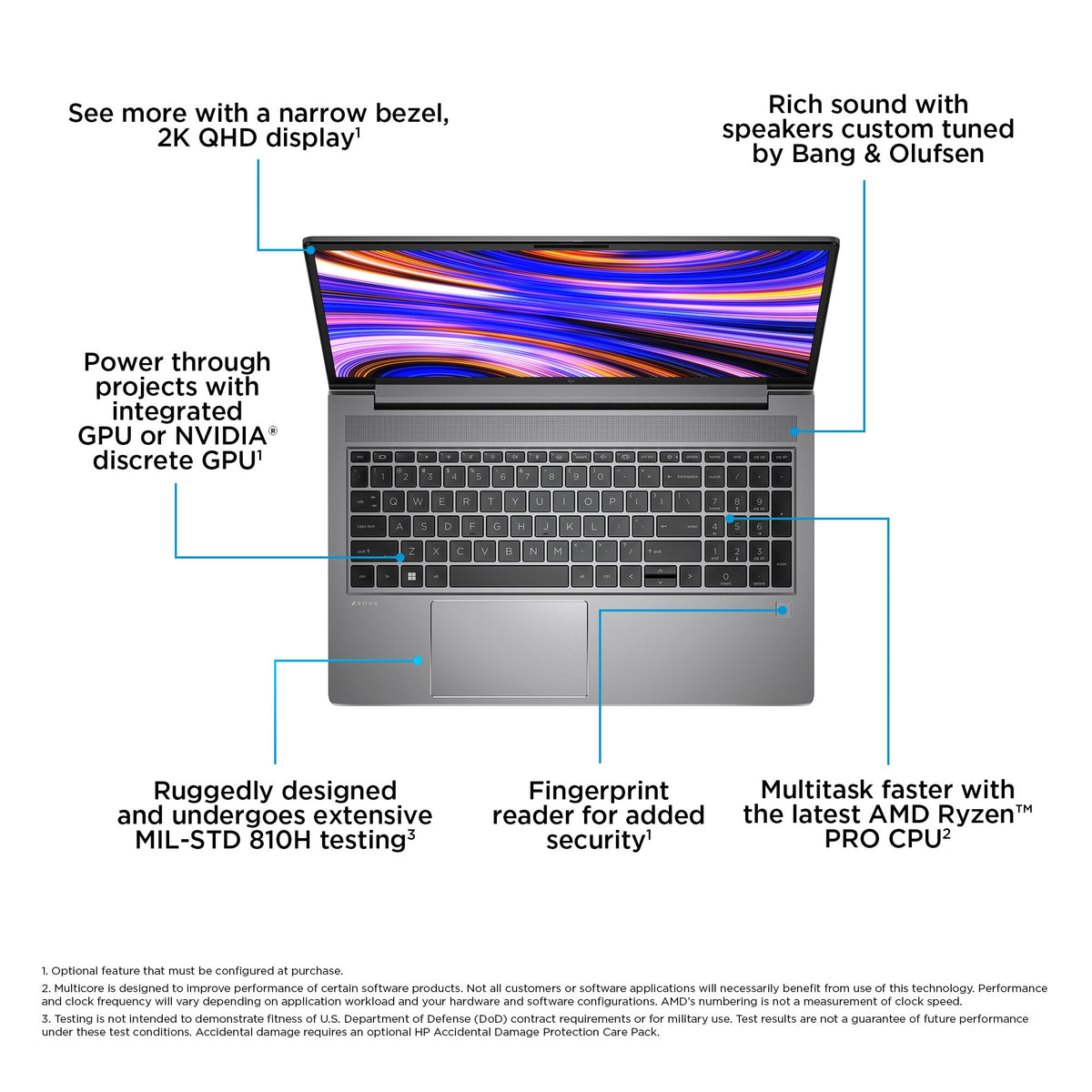 HP ZBook Power G10 Laptop - 39.6 cm (15.6") - AMD Ryzen™ 7 7840HS - 32 GB DDR5-SDRAM - 1 TB SSD - NVIDIA RTX A1000 - Wi-Fi 6E - Windows 11 Pro - Silver