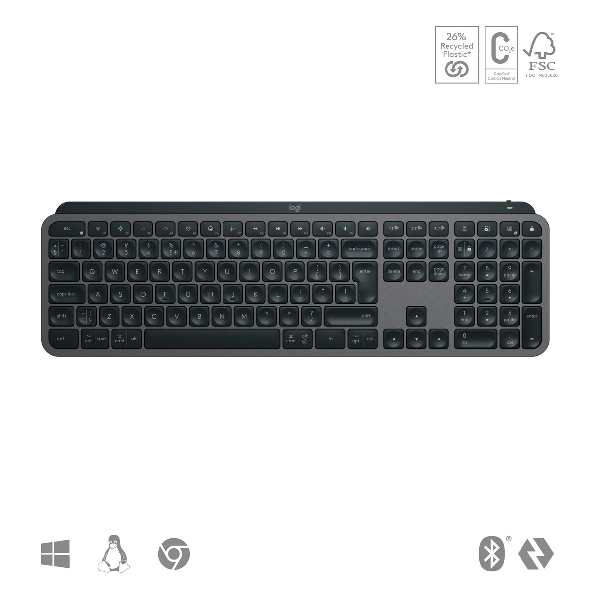 Logitech MX Keys S Combo -  RF Wireless + Bluetooth Mouse + Wireless QWERTY US International Keyboard