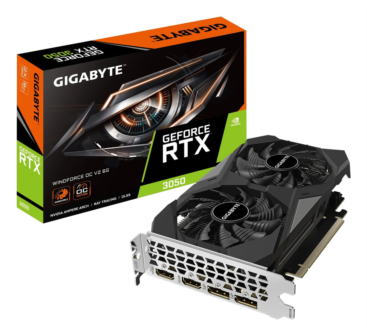 GIGABYTE WINDFORCE V2 OC - NVIDIA 6 GB GDDR6 GeForce RTX 3050 graphics card