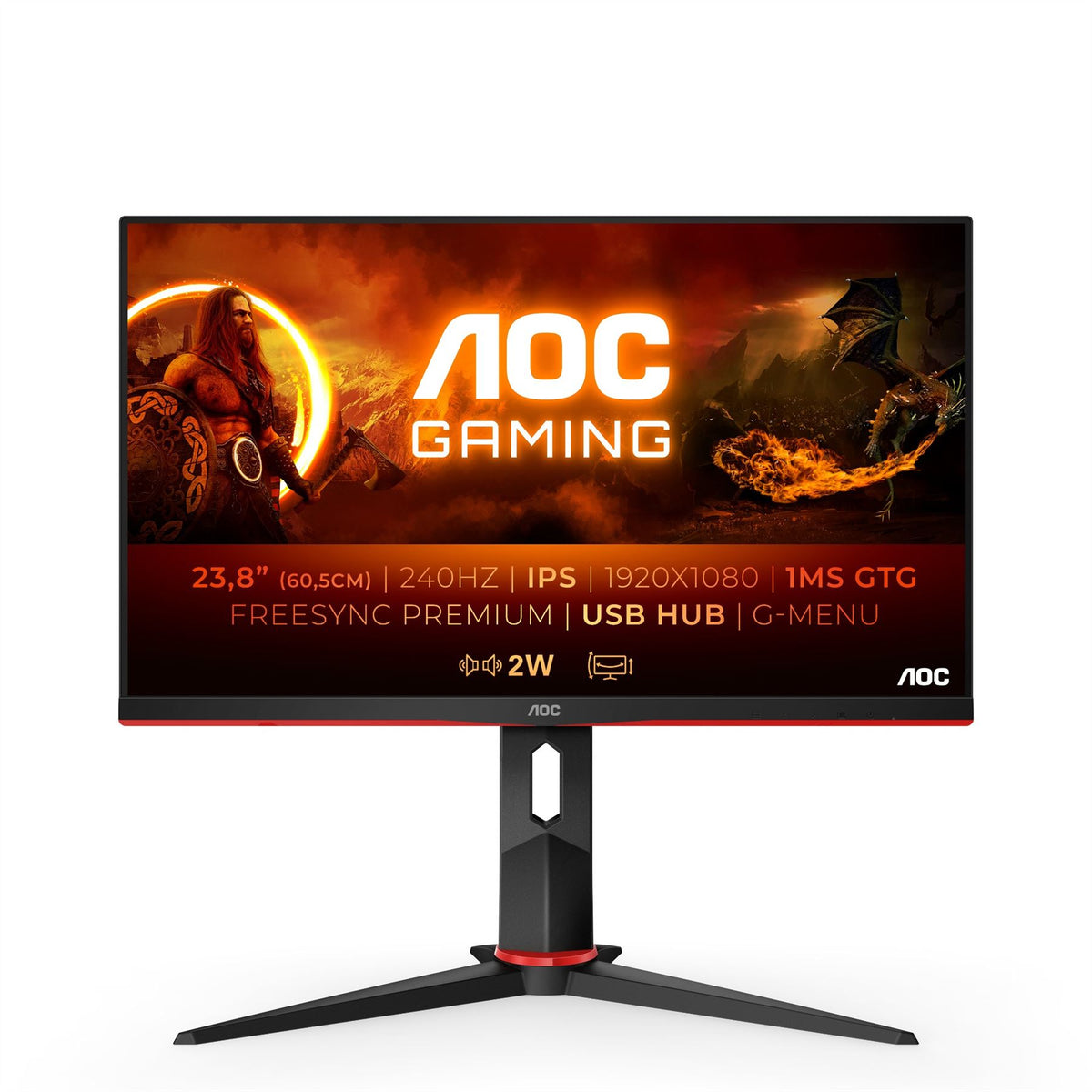 AOC G2 24G2ZU/BK LED display 60.5 cm (23.8") 1920 x 1080 pixels Full HD Black, Red Monitor
