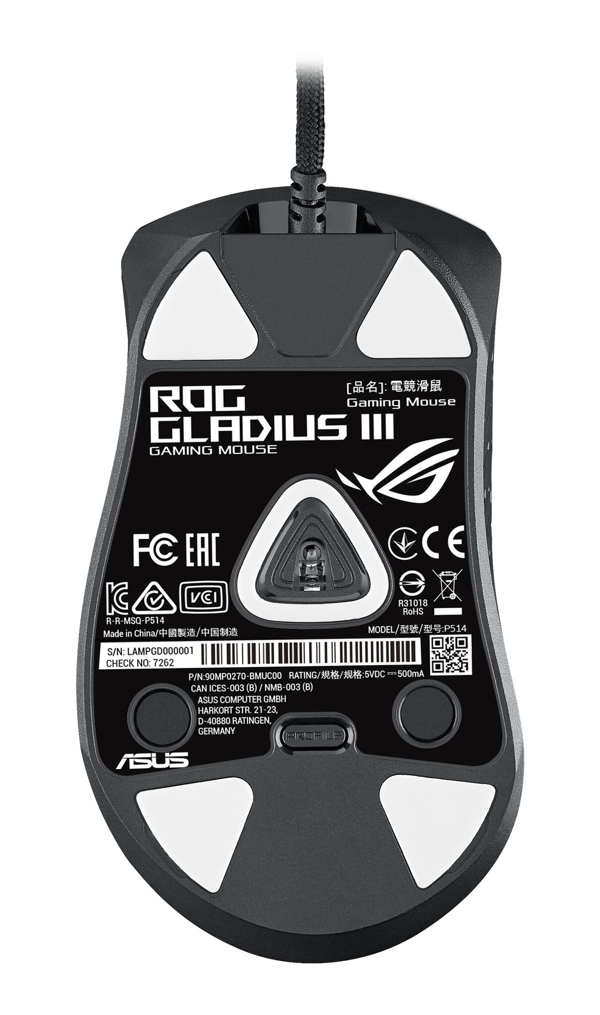 ASUS ROG Gladius III - USB Type-A Optical Mouse - 19,000 DPI