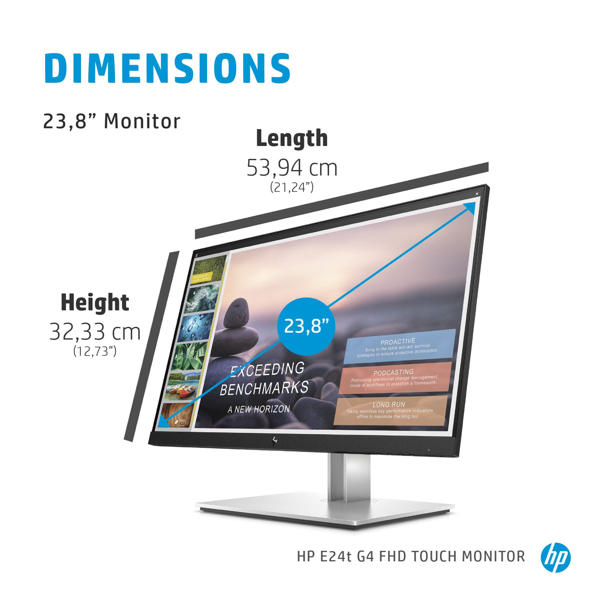 HP E24T G4 - 60.5 cm (23.8") - 1920 x 1080 pixels Full HD Touchscreen Monitor
