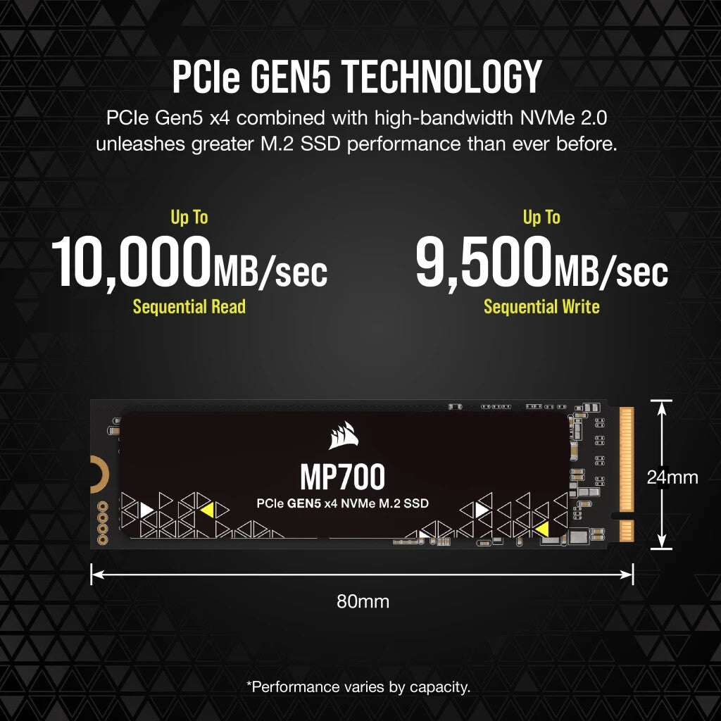 Corsair MP700 - PCI Express 5.0 3D TLC NAND NVMe M.2 SSD - 1 TB