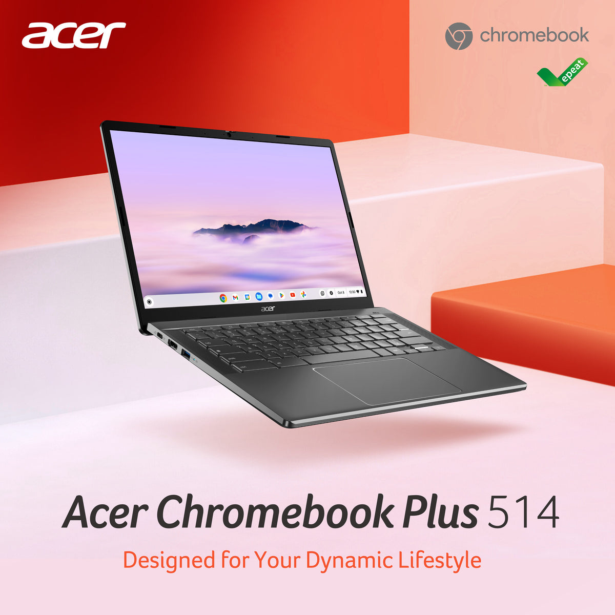 Acer Chromebook Plus 514 - 35.6 cm (14&quot;) - AMD Ryzen 5 7520C - 8 GB LPDDR5x-SDRAM - 256 GB SSD - Wi-Fi 6 - ChromeOS - Grey