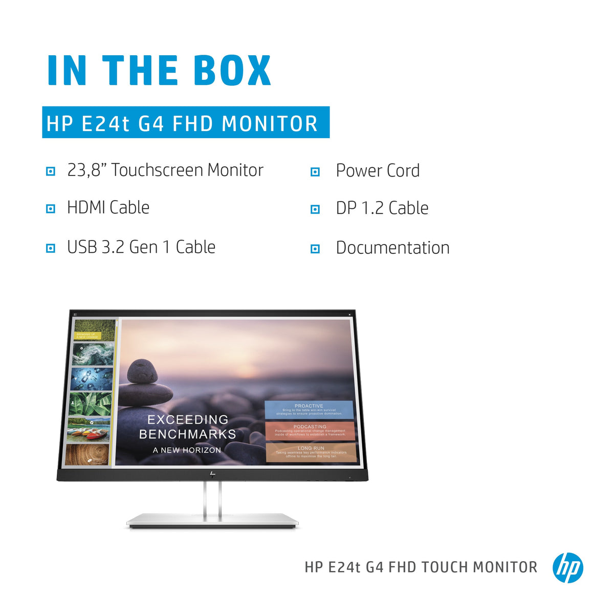 HP E24T G4 - 60.5 cm (23.8") 1920 x 1080p Full HD LED Touchscreen Monitor