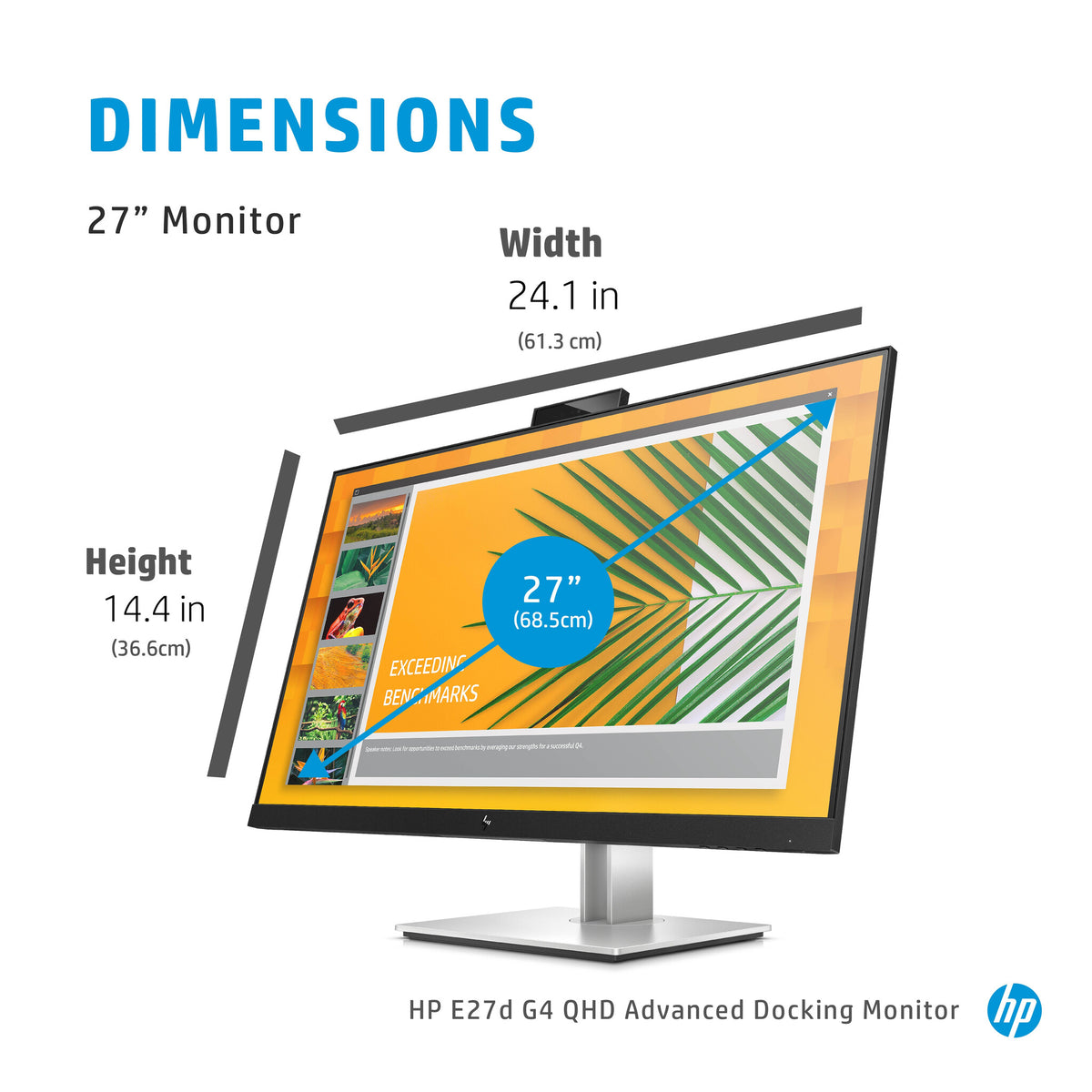 HP E27D G4 - 68.6 cm (27") - 2560 x 1440 pixels Quad HD LED Monitor