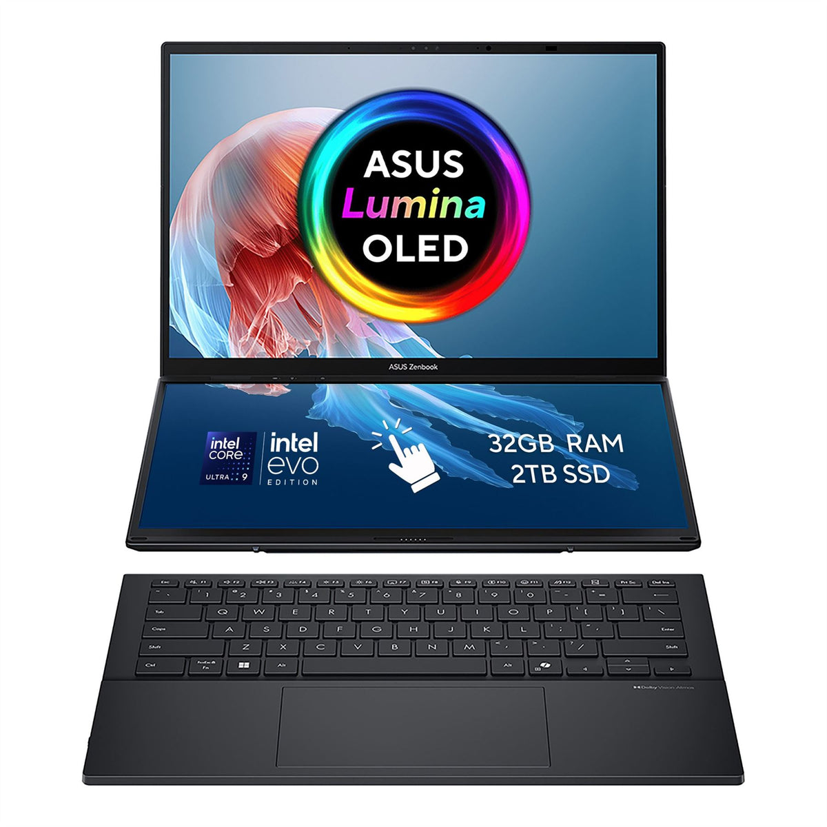 ASUS Zenbook Duo Hybrid (2-in-1) - 35.6 cm (14&quot;) - Touchscreen - Intel Core Ultra 9 285H - 32 GB LPDDR5x-SDRAM - 2 TB SSD - Wi-Fi 7 - Windows 11 Home - Grey
