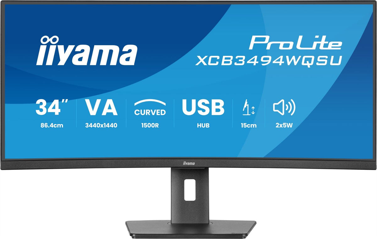 iiyama ProLite XCB3494WQSU-B1 computer monitor 86.4 cm (34&quot;) 3440 x 1440 pixels UltraWide Quad HD LED Black