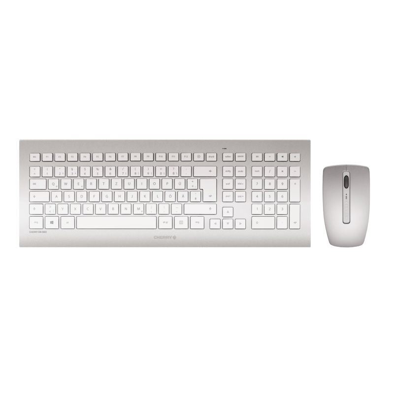 CHERRY DW 8000 keyboard Mouse included RF Wireless QWERTY US English Silver, White