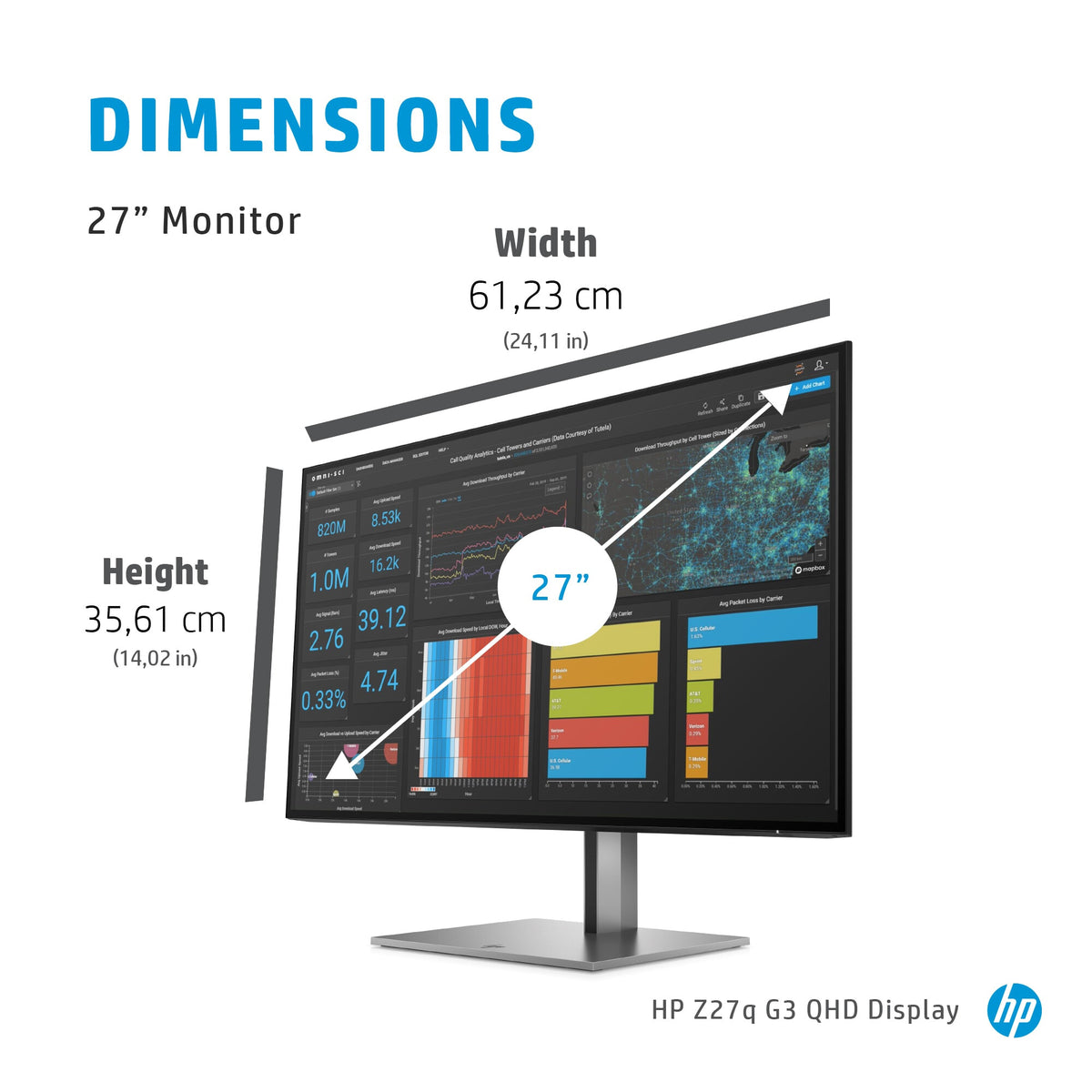 HP Z27Q G3 - 68.6 cm (27") - 2560 x 1440 pixels Quad HD LED Monitor