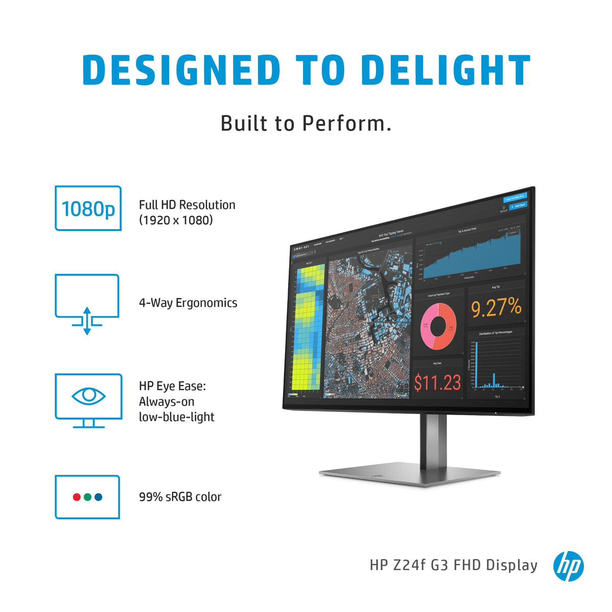 HP Z24F G3 - 60.5 cm (23.8") - 1920 x 1080 pixels Full HD Monitor