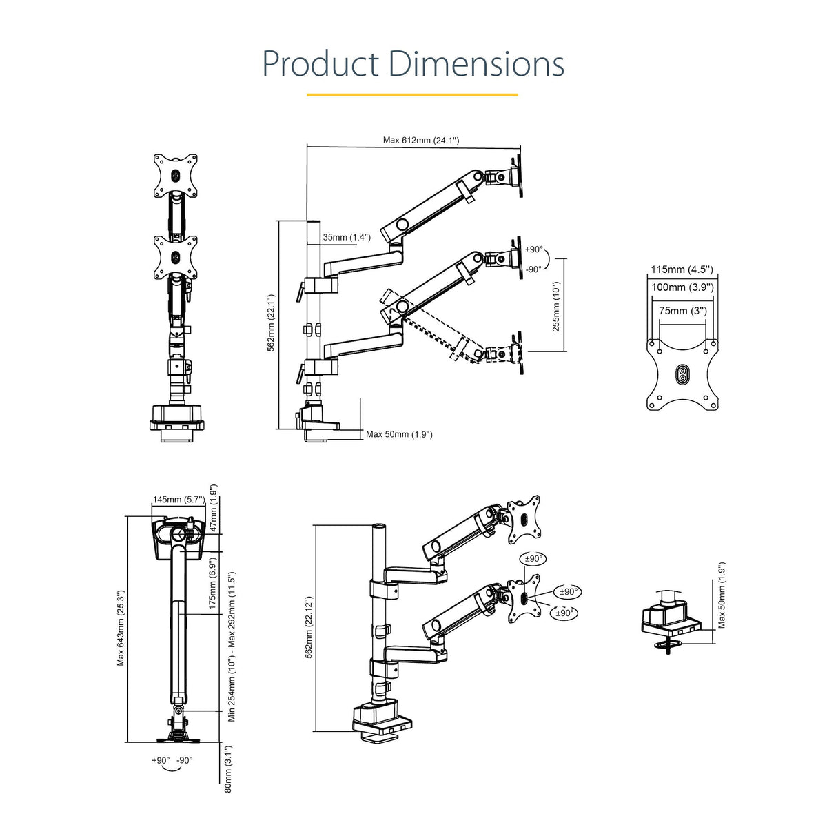 StarTech.com ARMDUALPIVOT Desk monitor mount for 81.3 cm (32")