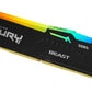 Kingston Technology FURY Beast RGB - 16 GB 1 x 16 GB DDR5 5200MT/s memory module in Black