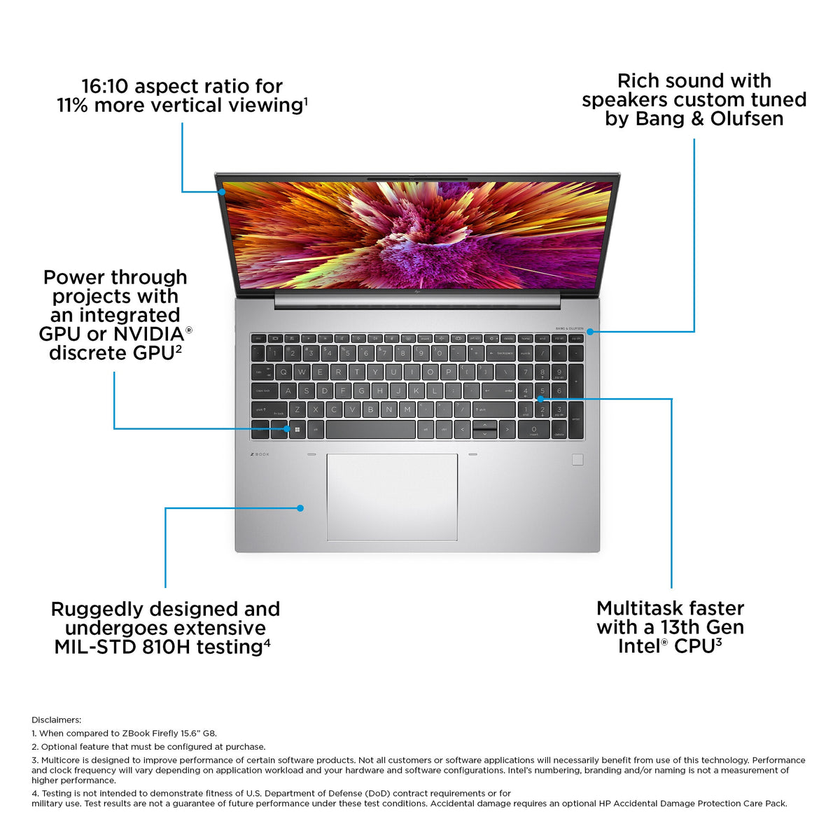 HP ZBook Firefly G10 Laptop - 40.6 cm (16") - Intel® Core™ i7-1355U - 16 GB DDR5-SDRAM - 1 TB SSD - NVIDIA RTX A500 - Wi-Fi 6E - Windows 11 Pro - Silver