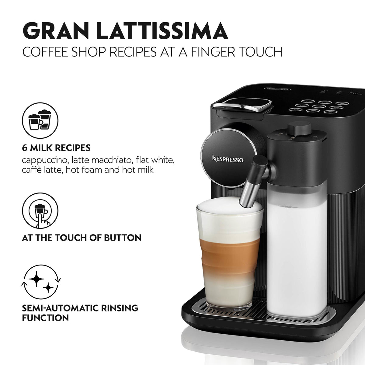 De’Longhi Gran Latissima - Nespresso Coffee Machine in Black