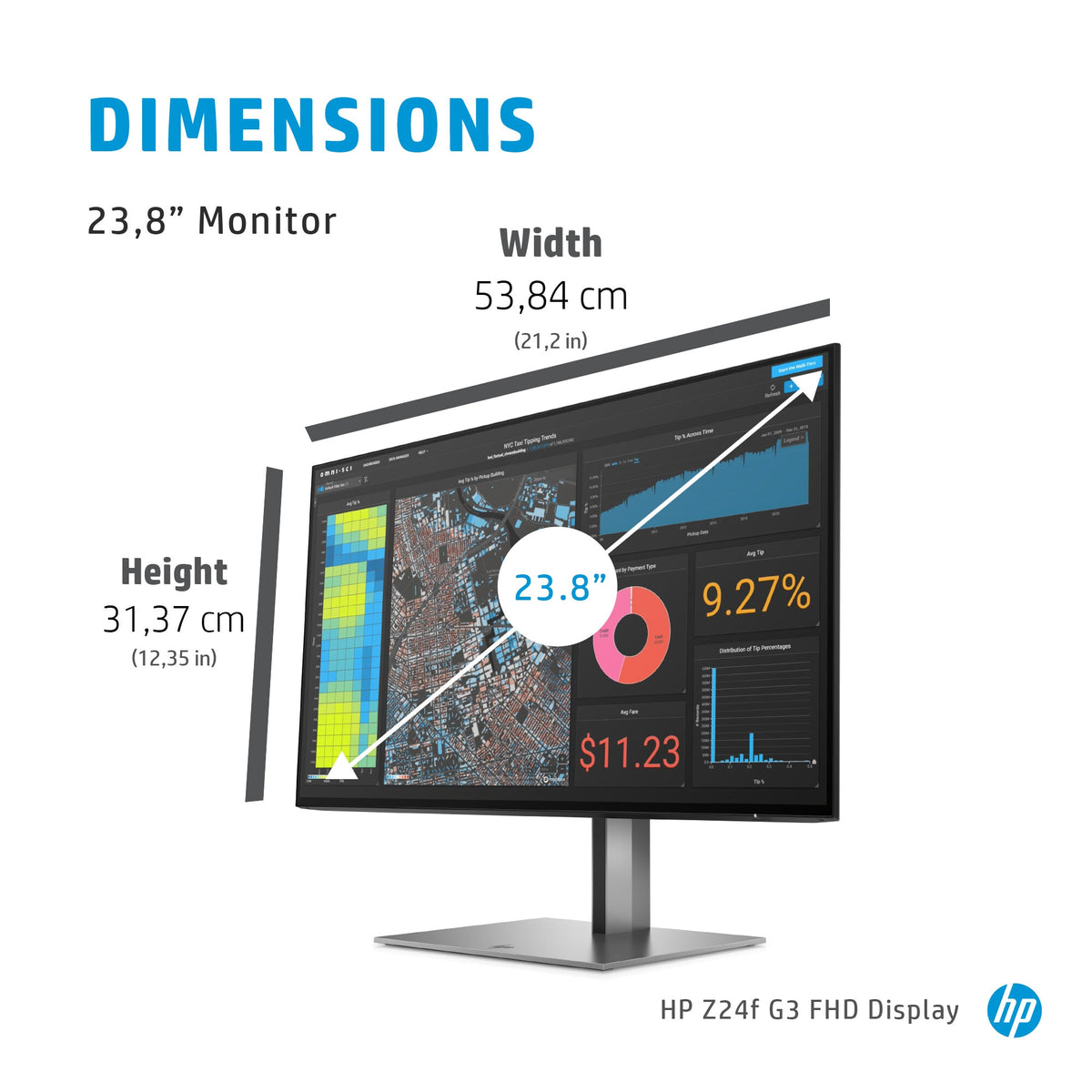 HP Z24F G3 - 60.5 cm (23.8") - 1920 x 1080 pixels Full HD Monitor