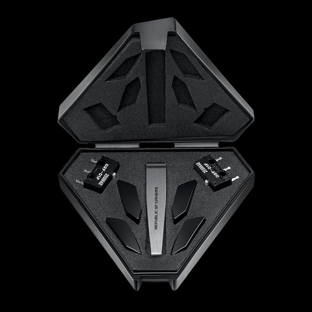 ASUS ROG Pugio II - Ambidextrous RF Wireless + Bluetooth + USB Type-A Optical Mouse - 16,000 DPI