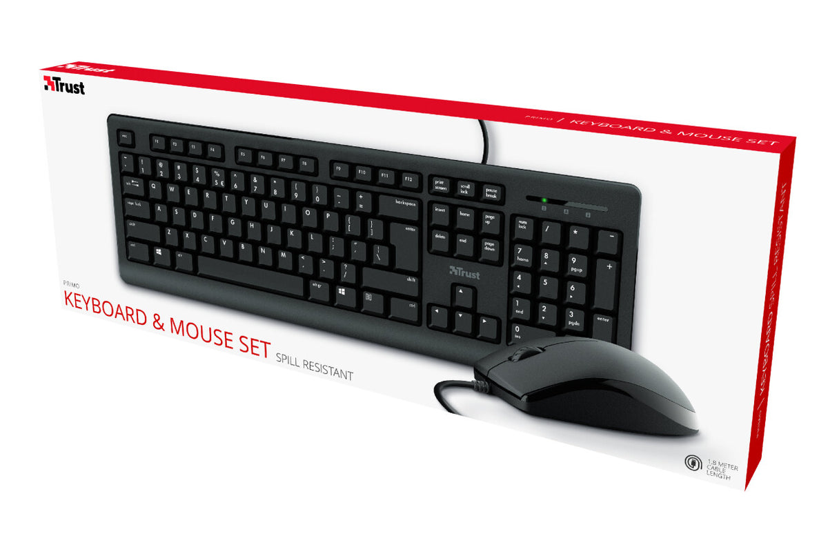 Trust Primo keyboard Mouse included USB QWERTY English Black