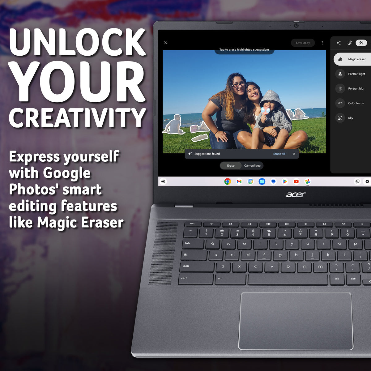 Acer Chromebook Plus 515 - 39.6 cm (15.6&quot;) - Intel® Core i3-1215U - 8 GB LPDDR5x-SDRAM - 256 GB SSD - Wi-Fi 6E - Chrome OS - Grey