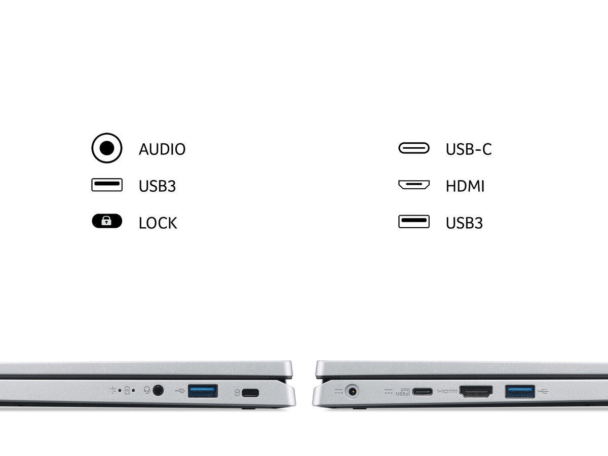 Acer Aspire 3 Spin 14 Hybrid (2-in-1) - 35.6 cm (14") - Touchscreen - Intel Core i3 N305 - 8 GB LPDDR5-SDRAM - 128 GB SSD - Wi-Fi 6E - Windows 11 - Silver