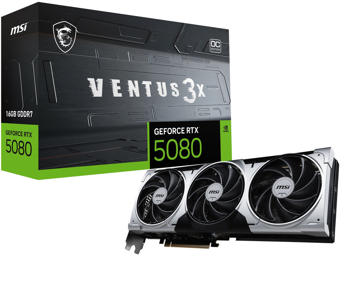 MSI VENTUS GEFORCE RTX 5080 16G 3X OC PLUS graphics card NVIDIA 16 GB GDDR7