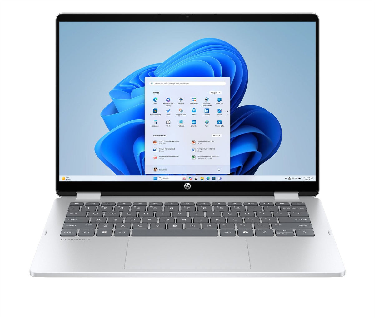 HP OmniBook 5 Flip 2-in-1 Laptop 14-fp0002nax Intel® Core™ i5 i5-1334U 35.6 cm (14") Touchscreen 2K 8 GB LPDDR5-SDRAM 512 GB SSD Wi-Fi 6 (802.11ax) Windows 11 Home Silver