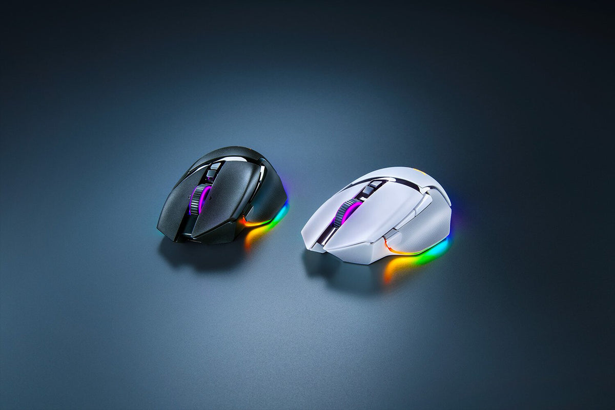 Razer Basilisk V3 Pro - RF Wireless + Bluetooth + USB Type-C Optical Mouse in White- 30,000 DPI