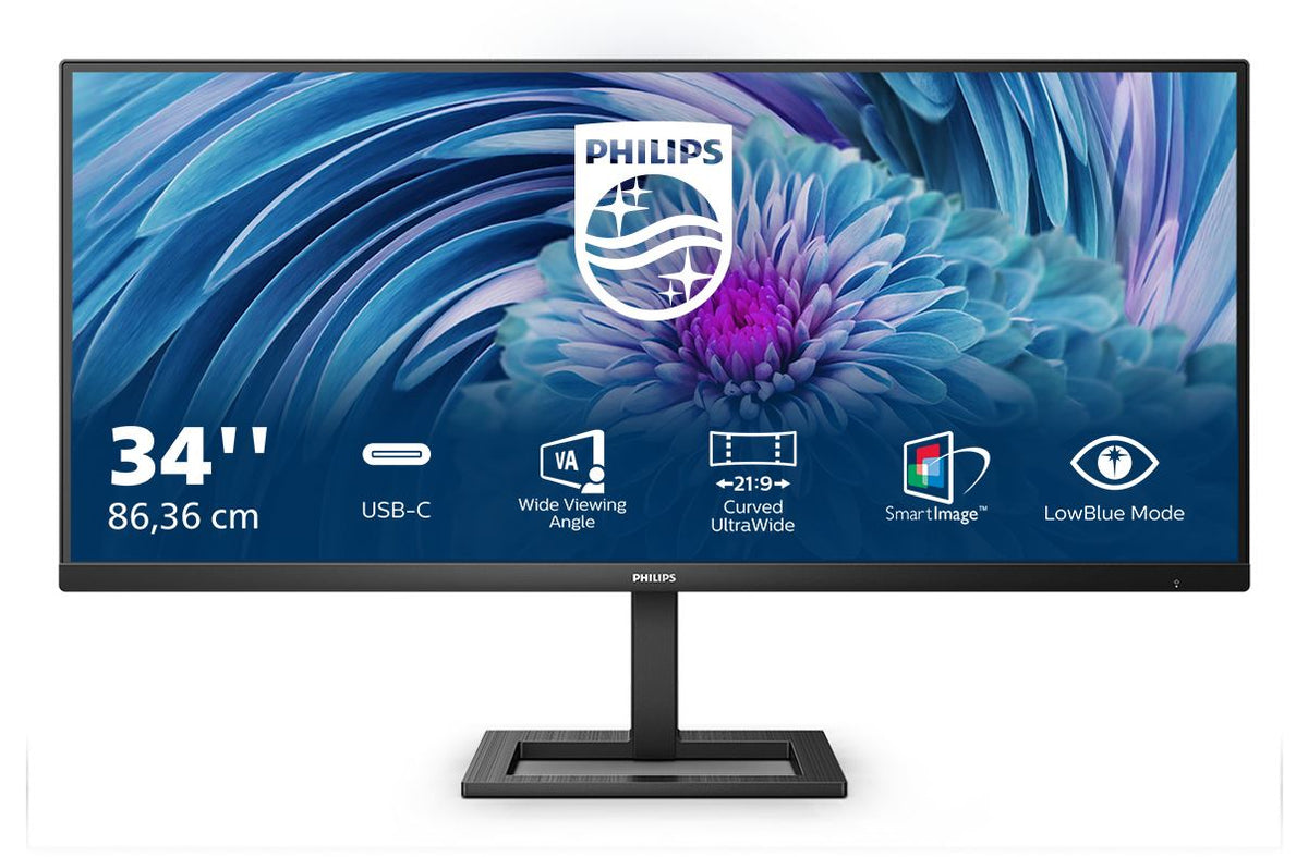 Philips E Line 346E2LAE/23 LED display 86.4 cm (34") 3440 x 1440 pixels Wide Quad HD LCD Black