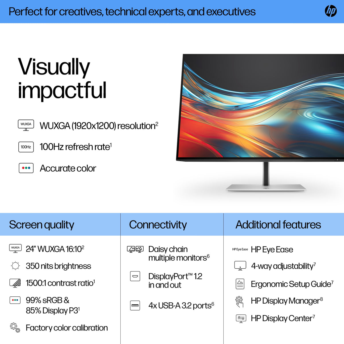 HP Series 7 Pro 724PN - 61 cm (24") - 1920 x 1200 pixels WUXGA Monitor